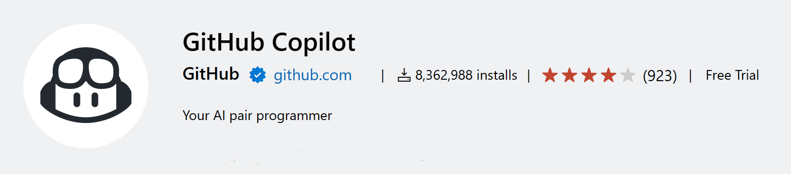 Copilot extension in the VS Code Marketplace