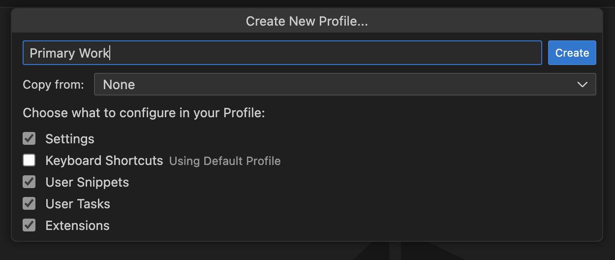 Create Partial Profile Dialog
