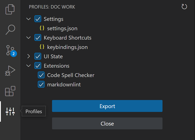 Profile view displaying contents of a Doc Work profile