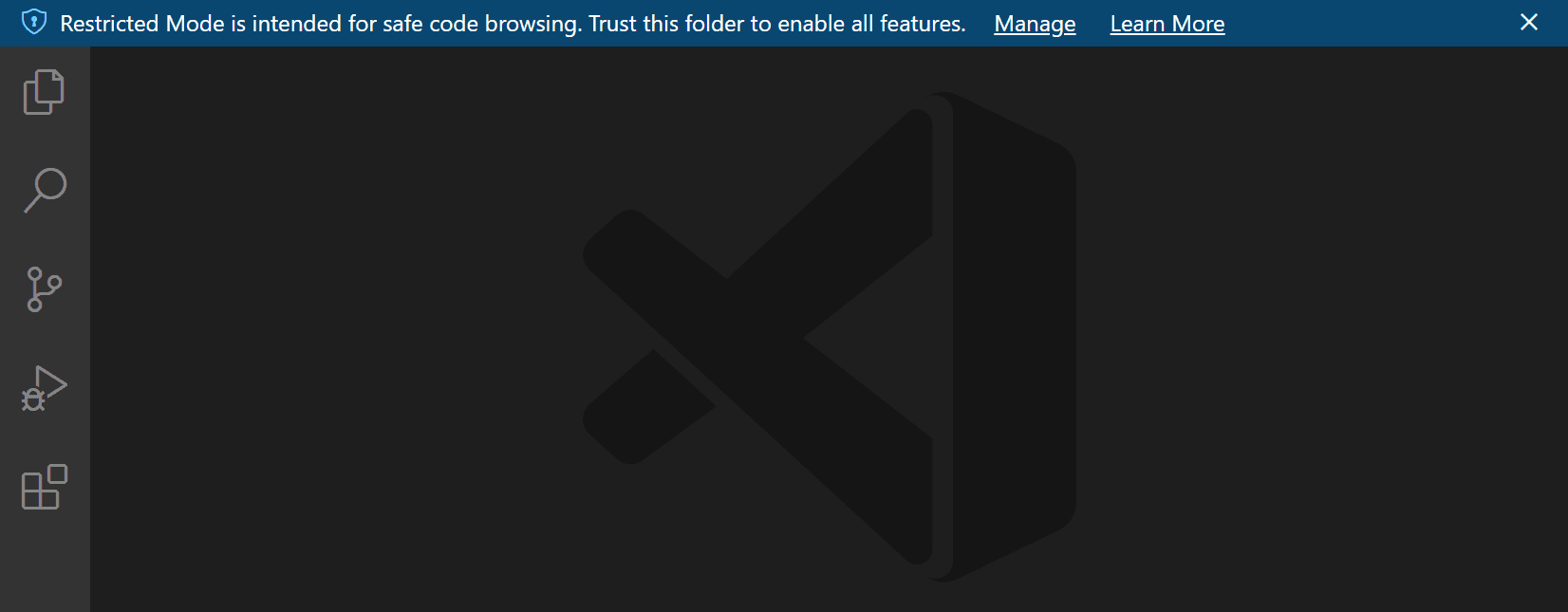 Workspace Trust Restricted Mode banner
