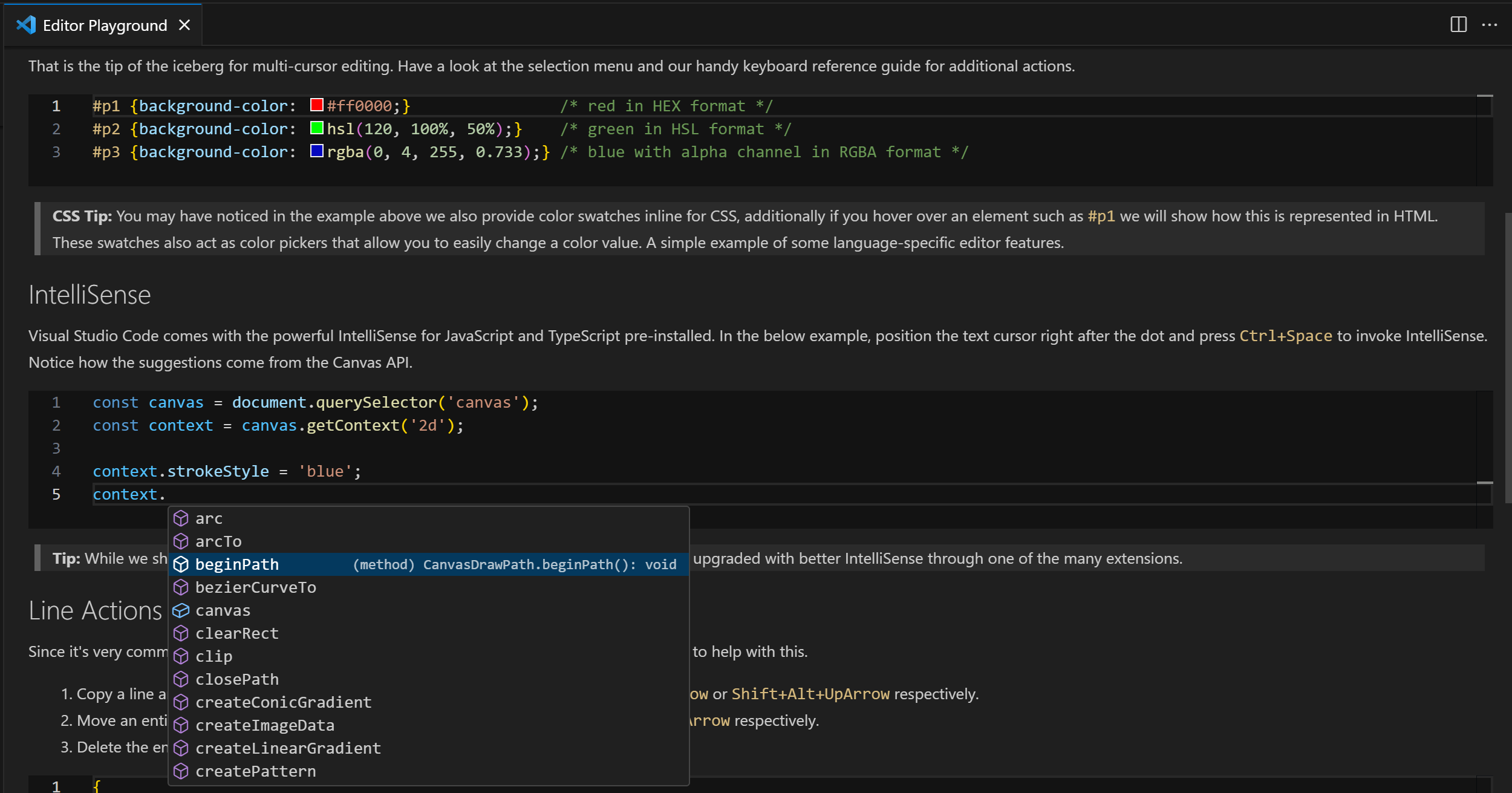 Interactive editor playground