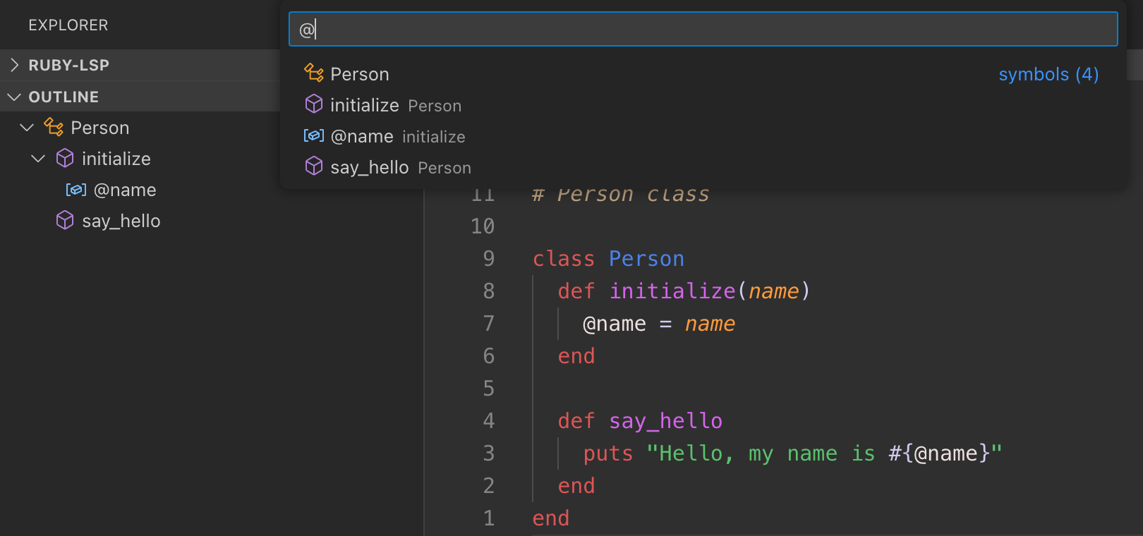Ruby document symbols